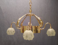 4 Branch Art Nouveau Brass Electric Light Fitting