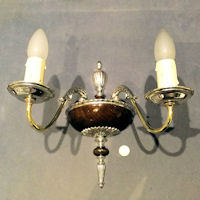 Pair of Nickel and Walnut Electric Wall Lights WL214