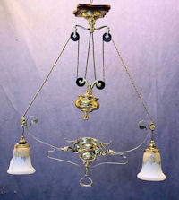 Art Nouveau Brass Electric Rise & Fall Hanging Light HL597
