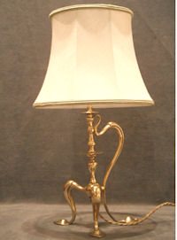 Art Nouveau Brass Electric Side Lamp