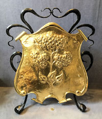 Art Nouveau Brass and Wrought Iron Fire Screen F270 