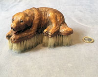 Black Forest Carved Dog / Brush 