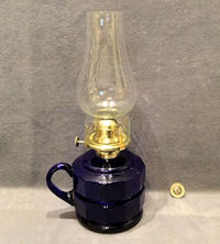 Blue Glass Oil Lamp