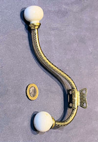 Brass & Ceramic Hat & Coat Hook CH129