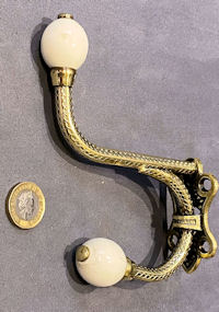 Brass and Ceramic Hat and Coat Hook, 3 available CH27