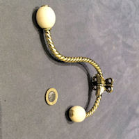 Brass and Ceramic Hat and Coat Hook CH942