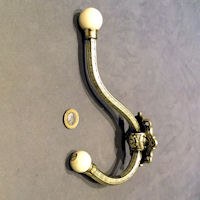 Brass and Ceramic Hat and Coat Hook CH967