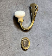 Brass and Ceramic Hat or Coat Hook, 6 available CH22