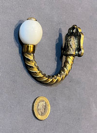 Brass & Ceramic Hat or Coat Hook, 5 available CH73