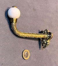 Brass & Ceramic Hat or Coat Hook, 4 matching available CH82