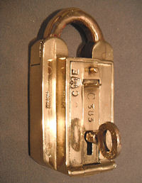 Brass Customs Padlock with Key