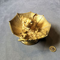 Brass Fox with Umbrella Brass Inkwell