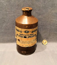 Brown Stoneware Ink Bottle with labels BJ180