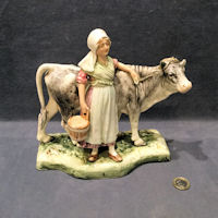 Ceramic Dairy Maid and Cow Figure DP252