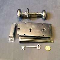 Chromed Rim Lock and Pair of Handles