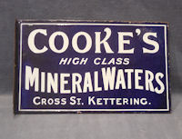 Cooke's Mineral Water Enamel Advert