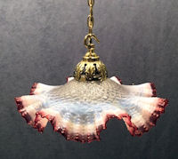 Cranberry and Opaline Glass Light Fitting