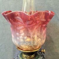 Cranberry and Opaline Glass Oil Lamp Shade OS162