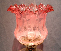 Cranberry Glass Oil Lamp Shade
