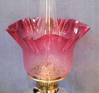 Cranberry Glass Oil Lamp Shade 