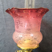 Cranberry Glass Oil Lamp Shade OS164