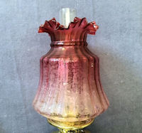 Cranberry Tinted Glass Oil Lamp Shade
