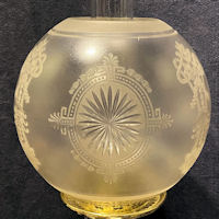 Etched and Cut Glass Frosted Oil Lamp Shade OS182