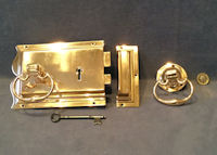 Gibbons Brass Rim Lock and Ring Handles RL691