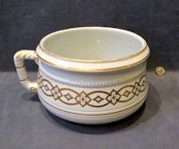 Gold on White Ceramic Chamberpot CP93