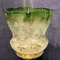 Green Tinted Glass Oil Lamp Shade OS181