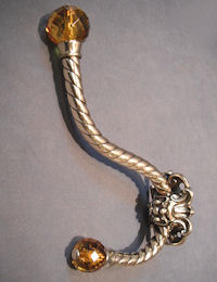 Huge Brass and Amber Glass Hat and Coat Hook