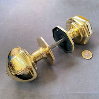 Large Pair of Octagonal Brass Door Handles DH042