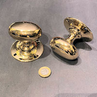 Long Run of Oval Brass Door Handles, 8 pairs available DH025
