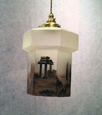 Painted Glass Electric Hall Lantern HL441
