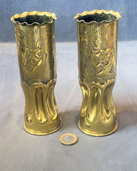 Pair of 1942 Trench Art Brass Shell Cases SC314