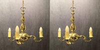 Pair of 3 Branch Brass Electric Light Fittings