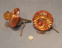 Pair of Amber Glass Interior Bell Pulls