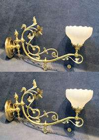 Pair of Art Nouveau Brass Wall Lights WL212