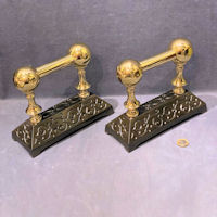 Pair of Brass and Ceramic Fire Dogs FD133