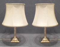 Pair of Brass Corinthian Column Electric Side Lamps