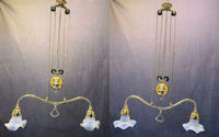 Pair of Brass Electric Rise & Fall Hanging Lights HL596