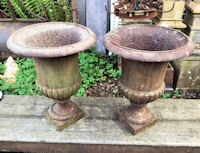Pair of Cast Iron Garden Urns