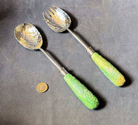 Pair of Ceramic and Silver Plated Salad Servers SS16