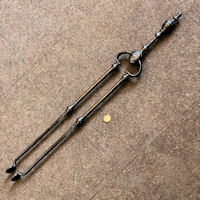 Pair of Engraved Wrought Iron Fireside Tongs F685