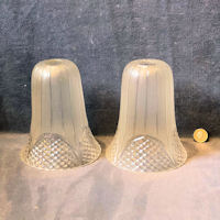 Pair of Frosted Cut Glass Lamp Shades S577