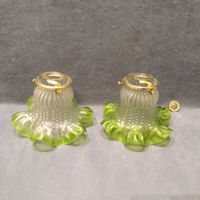 Pair of Green Tinted Frosted Glass Lamp Shades S498