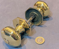 Pair of Heavy Brass Octagonal Door Knobs DH1145