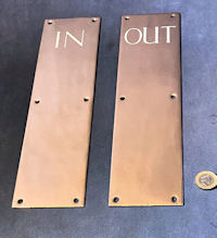 Pair of In & Out Brass Fingerplates, 2 pairs available FP591