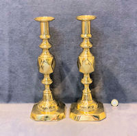 Pair of King of Diamonds Brass Candlesticks CS243