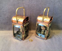 Pair of Merryweather Copper and Brass Fire Engine Oil Lamps